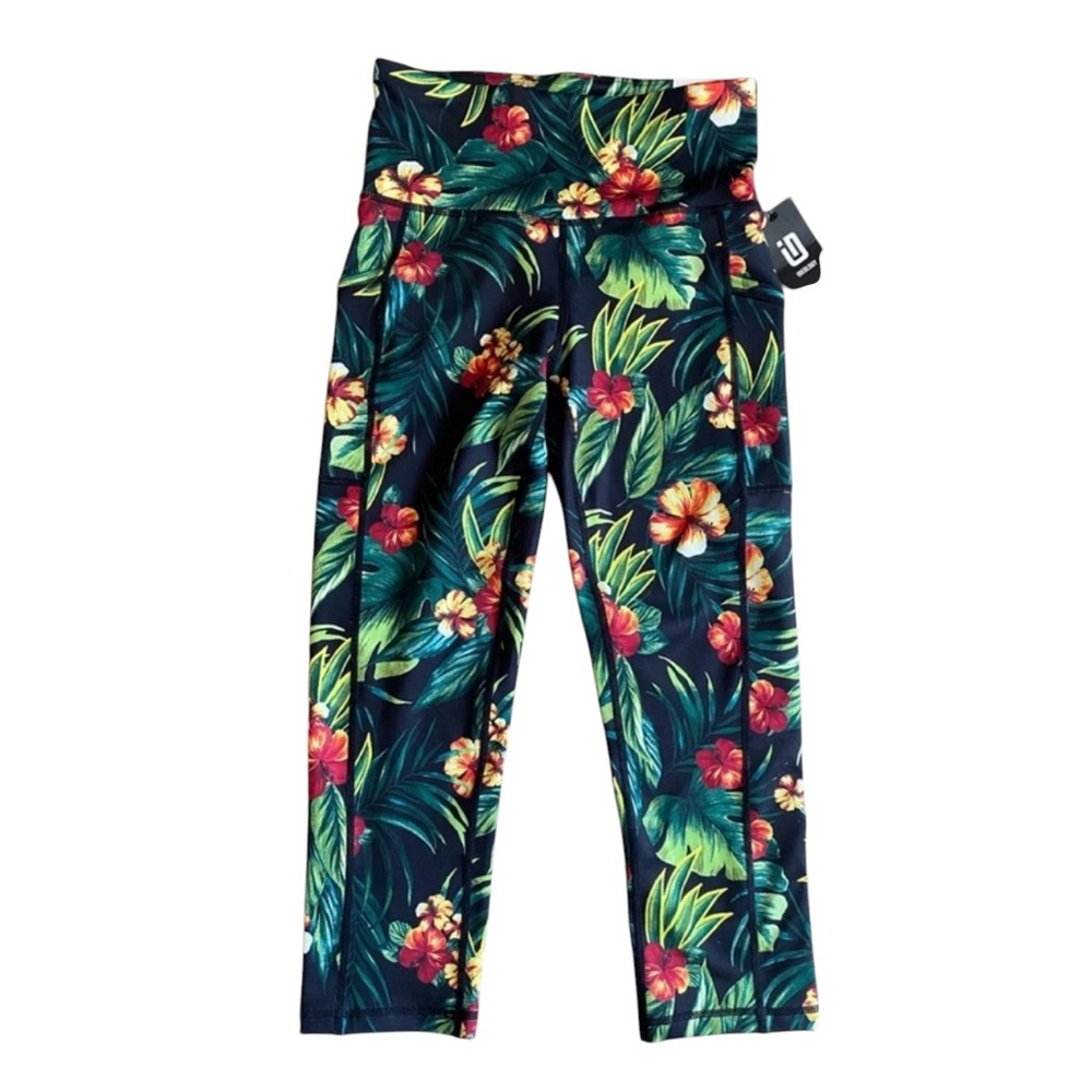 Ideology Tropical Print XS Crop High Rise Leggings with Side Pockets